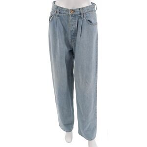 Mother Unisex Wide Leg Jeans Light Blue Button High Rise Size 25